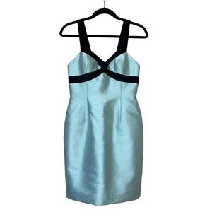 Peggy Jennings Mini Dress Sleeveless Sweetheart Neck Blue Black Vintage Satin